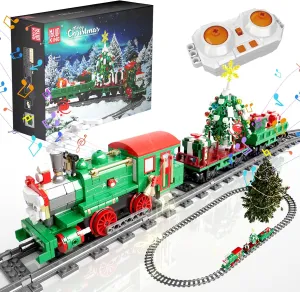 Mould King Christmas Train Building Set, Locomotive Model Blocks Kit with Christmas Tree, RC Toy Train Sets for Boys Kids and Adults, 12039 App and Remote Control Steam Train with Motor (922 Pieces)