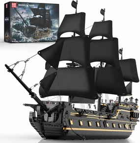 Mould King Pirates Ship Toy Building Blocks,13186 MOC Black Pearl Sailboat Construction Sets to Build, Boat Sets for Adult,Halloween Home Decor Birthday Gifts for Boy 14 (5266PCS)