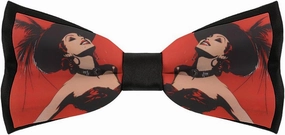 Moulin Rouge Ball Paris France Pin Up Men's Bow Tie Adjustable Pre-Tied Bow Double Fold Bowties for Wedding Party