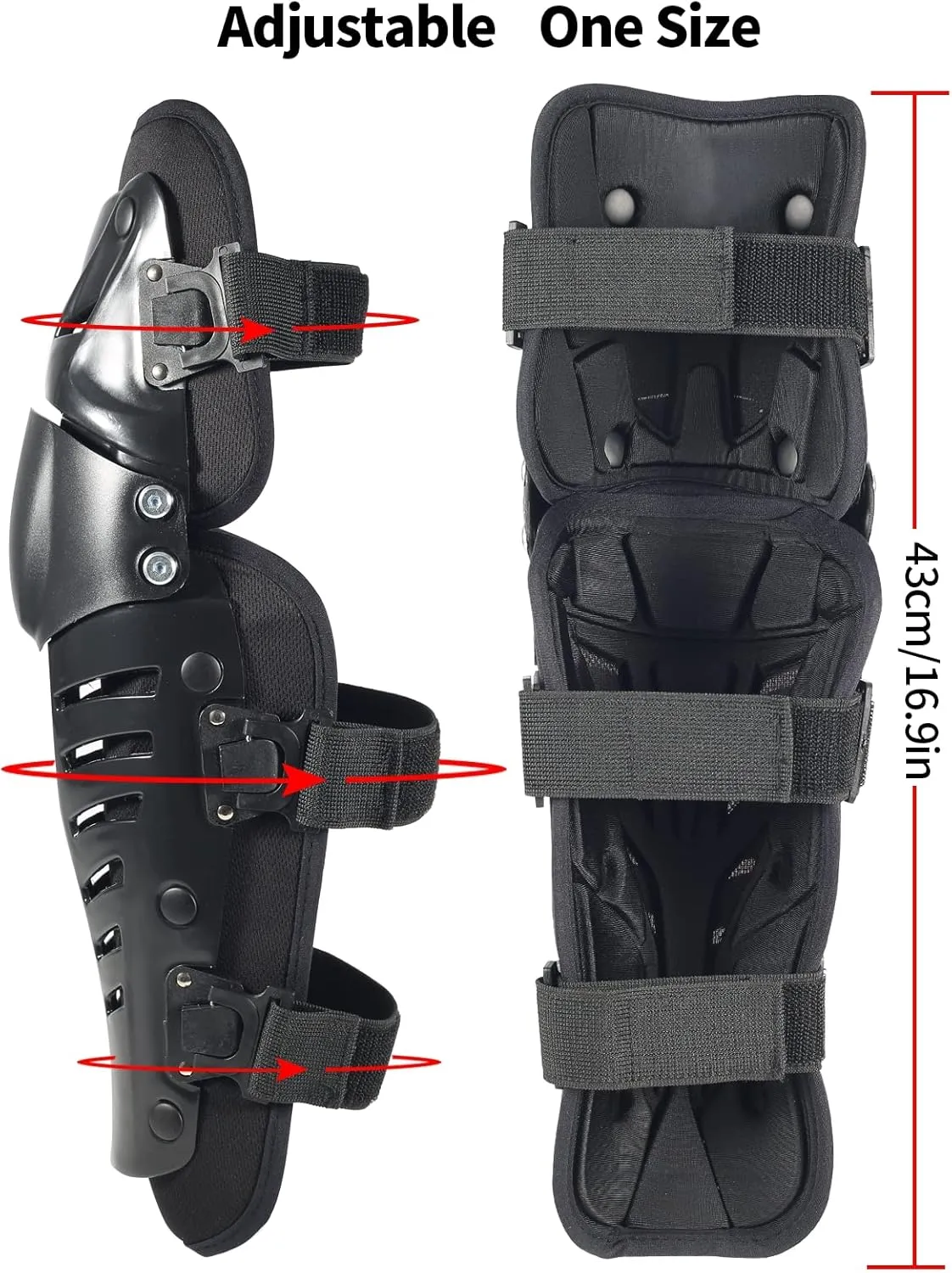 Movable Knee Shin Guard Pads 3 Sections Adjustable Breathable Knee Pads Protector Armor for Motorcycle Cycling Racing Long Leg Sleeve Gear Crashproof 1 Pair