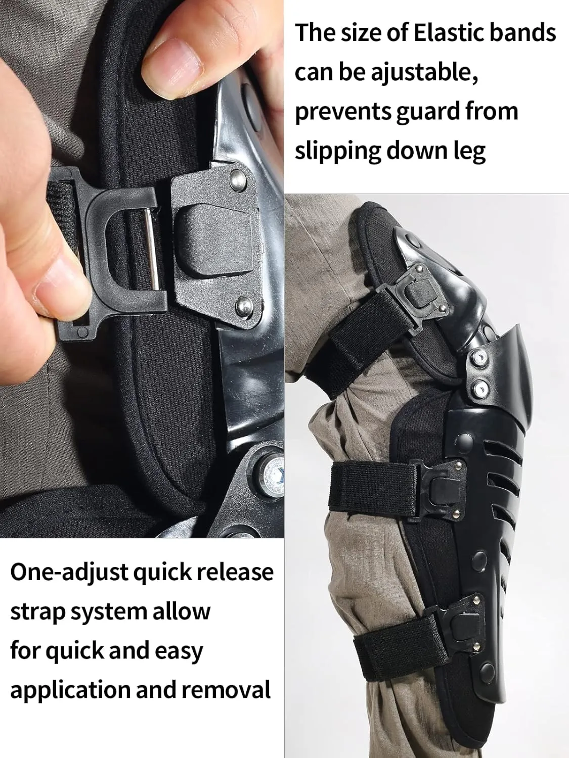 Movable Knee Shin Guard Pads 3 Sections Adjustable Breathable Knee Pads Protector Armor for Motorcycle Cycling Racing Long Leg Sleeve Gear Crashproof 1 Pair