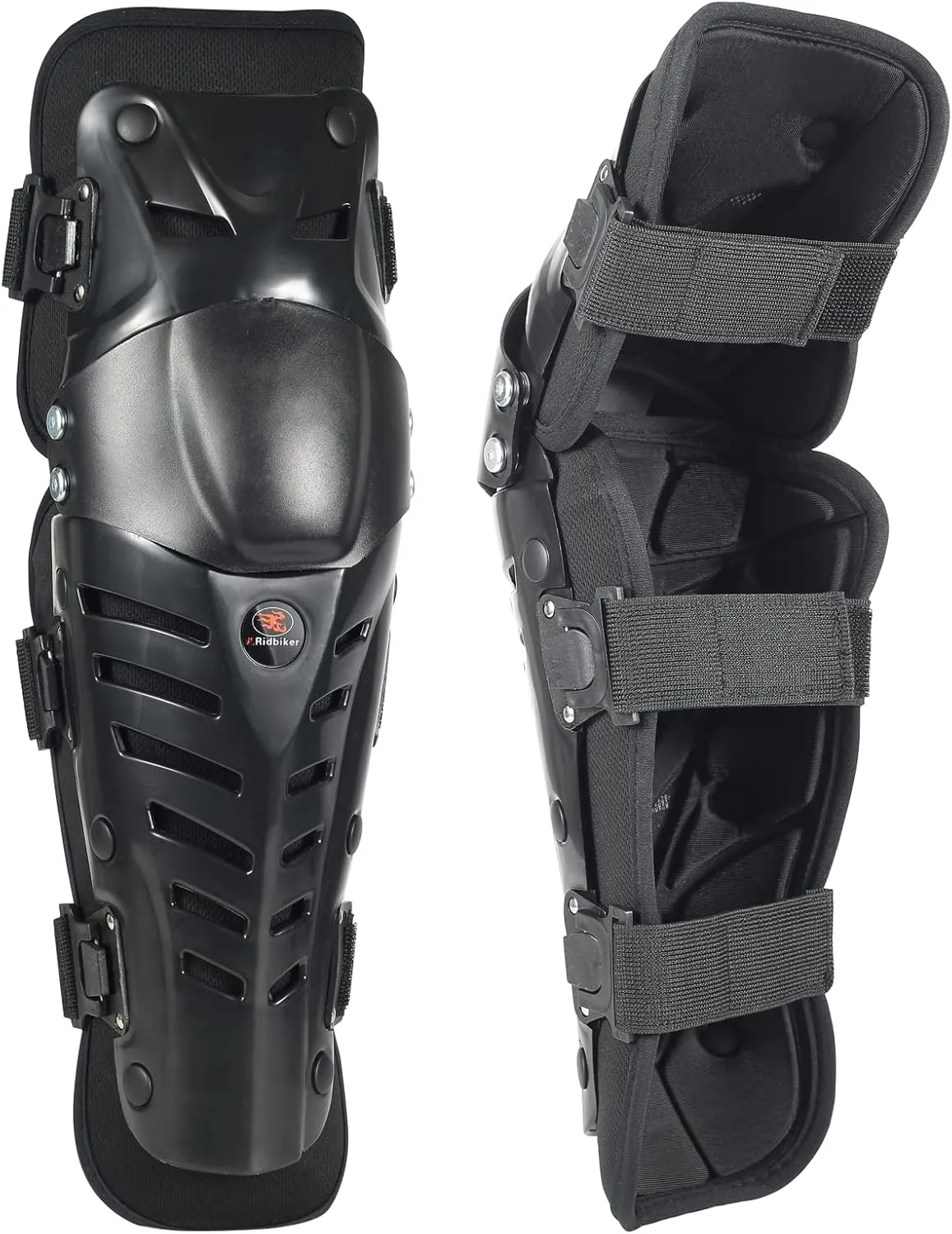 Movable Knee Shin Guard Pads 3 Sections Adjustable Breathable Knee Pads Protector Armor for Motorcycle Cycling Racing Long Leg Sleeve Gear Crashproof 1 Pair