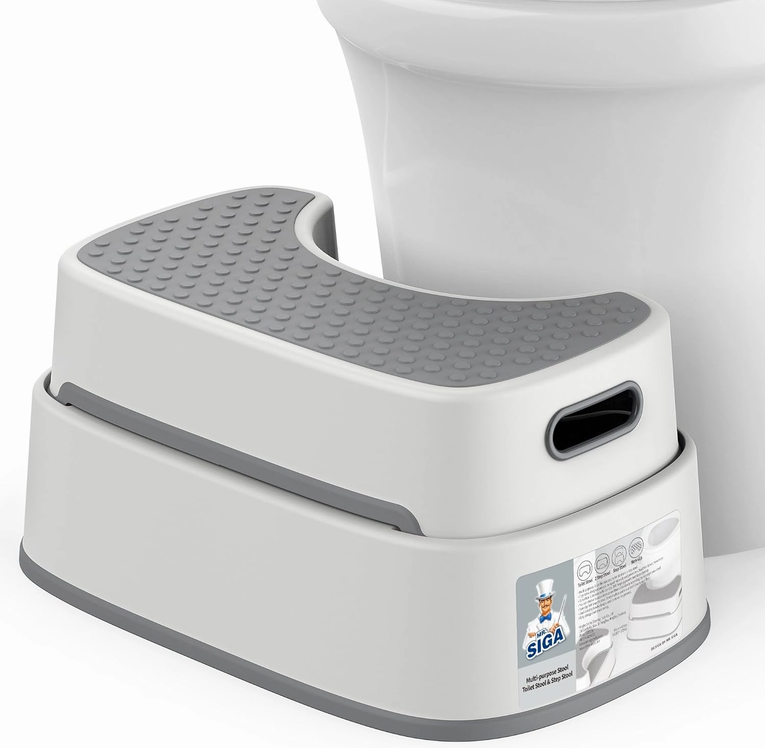 MR.SIGA Toilet Stool Squat Adult, Bathroom Stool Heavy Duty, Anti Slip Toilet Step for Bathroom, Toddler Step Stool for Kids