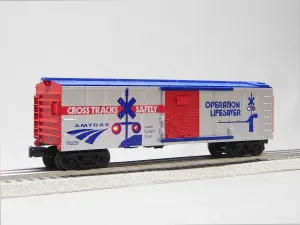MTH RAILKING A M T R A K BOXCAR with Blinking LEDs O Gauge