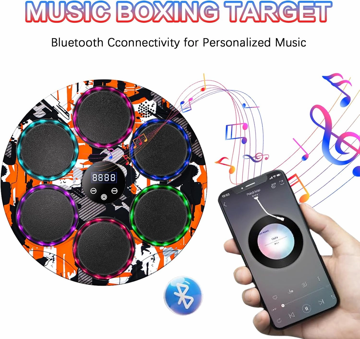 Music Boxing Machine,Boxing Machine Wall Mounted for Adults and Kids Music Punching Machine,Smart Bluetooth Boxing Equipment with Gloves for Equipment Home Indoor Gym