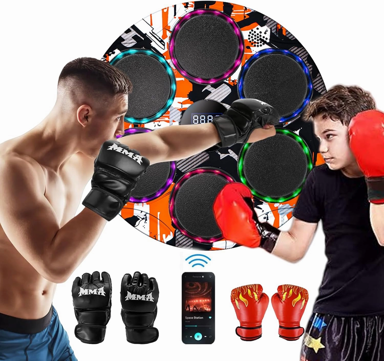 Music Boxing Machine,Boxing Machine Wall Mounted for Adults and Kids Music Punching Machine,Smart Bluetooth Boxing Equipment with Gloves for Equipment Home Indoor Gym