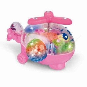 Musical Toy Battery Operated Transparent Gear 360 Degree Helicopter Flashing Light & Music for Kids