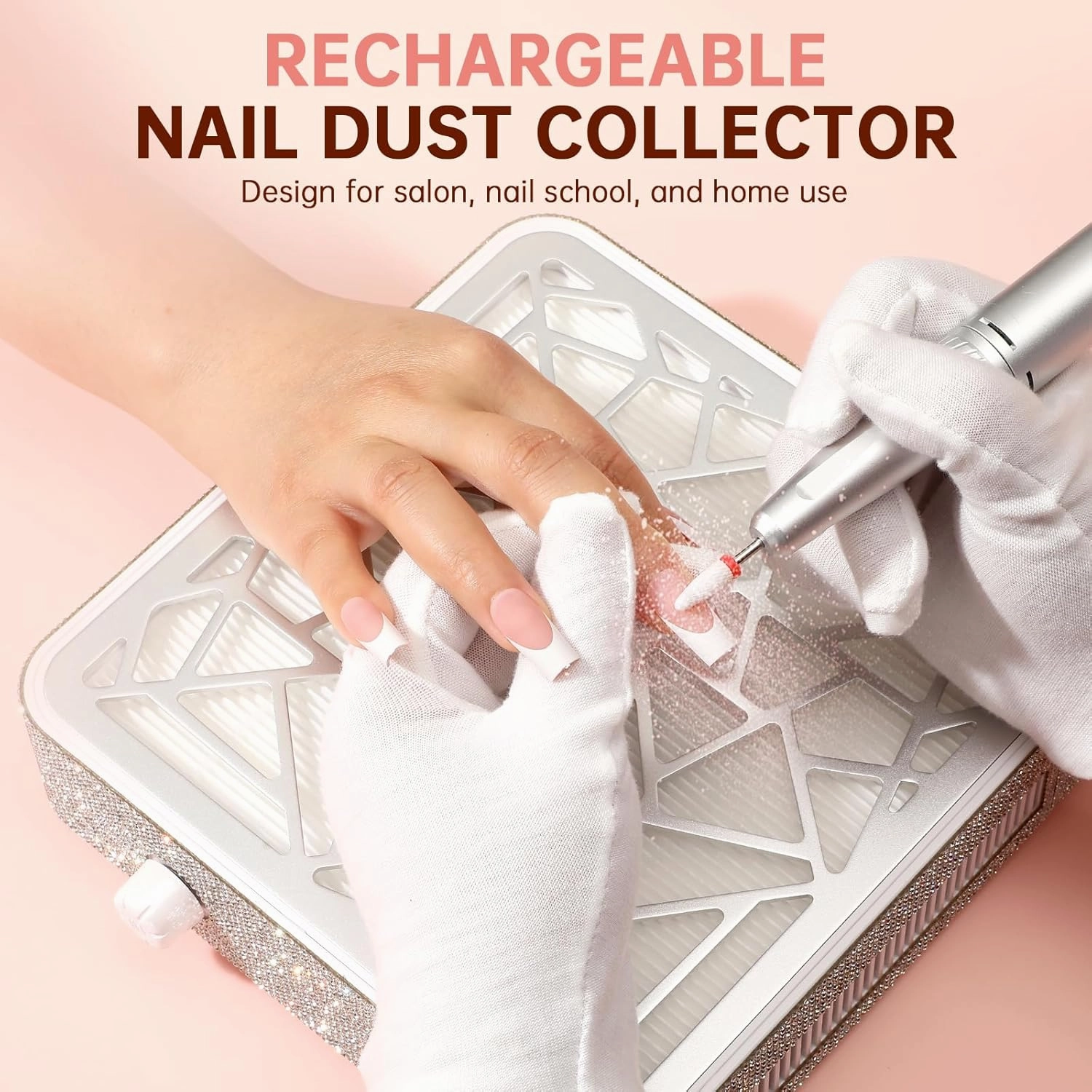 Nail Dust Collector, Cordless Dust Collector Nail Tech, Powerful Vacuum Fan Vent Dust Collector Extractor Dust Suction Machine for Acrylic Nails Polishing, Nail Salon