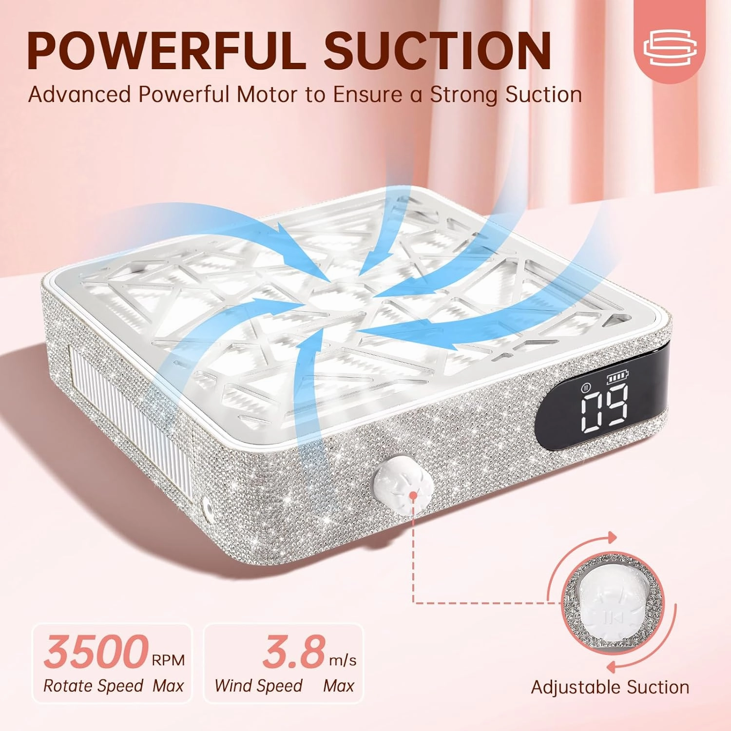 Nail Dust Collector, Cordless Dust Collector Nail Tech, Powerful Vacuum Fan Vent Dust Collector Extractor Dust Suction Machine for Acrylic Nails Polishing, Nail Salon