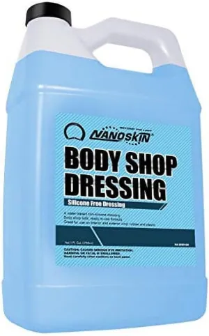 Nanoskin Body Shop Dressing 1 Gallon - Body Shop Safe, Silicone Free Formula | Restores Deep Black Color on Exterior Tires, Vinyl, Rubber, Plastic & Trim | Safe for Cars, Trucks, RVs, Boats & More