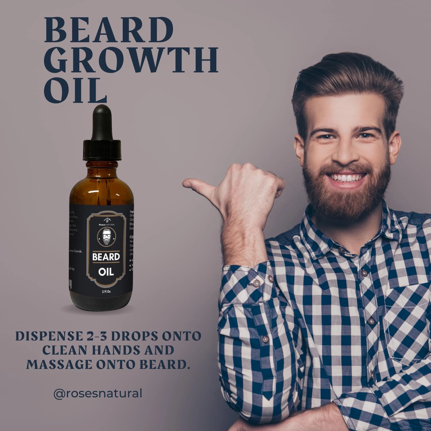 Natural Beard Oil, 100% Natural Plant-based Oils, Black Pepper and Mahogany Teakwood Scent (2 Oz), Nourishing Beard Oil, Organic Beard Oil, Made in the USA
