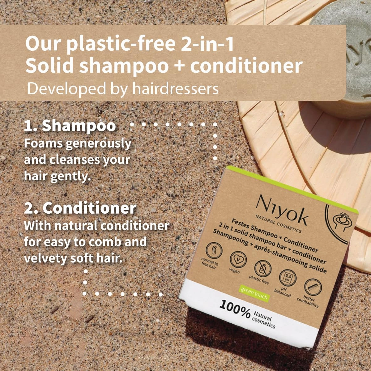 Natural Cosmetics Shower Bar 3-Pack including Green Touch Shampoo   Conditioner 80g, Patchouli Face Wash Bar 80g, Athletic Grey 4-in-1 Shower Bar 80g