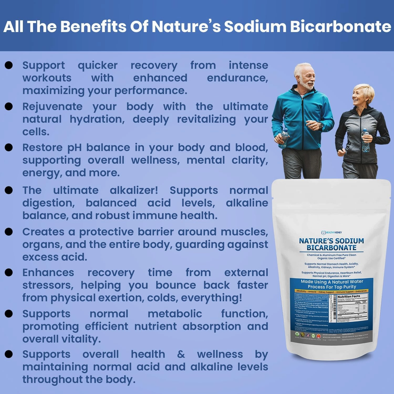 Nature’s Sodium Bicarbonate Organic Use Aluminum Free Baking Soda. No Chemical Pure Baking Soda Powder For Health & Wellness. Sodium Bicarbonate 1lb