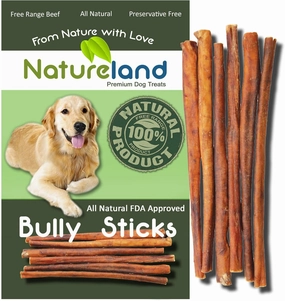 Natureland 6" Bully Sticks Standard Thickness - All-Natural, Free-Range, Grass-Fed, 100% Beef Dog Chews (6" Standard Thickness - 10 Pack)