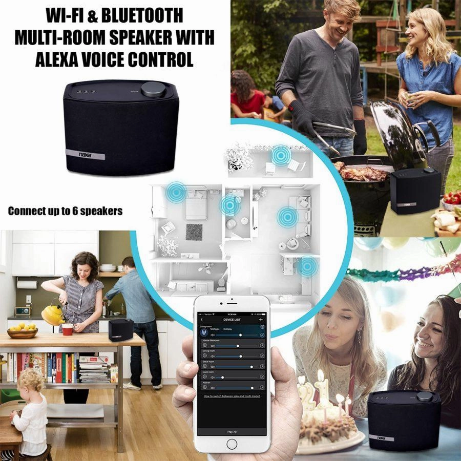 Naxa Wi-Fi & Bluetooth Multi-Room Speaker with Amazon Alexa Voice Control (NAS-5001)