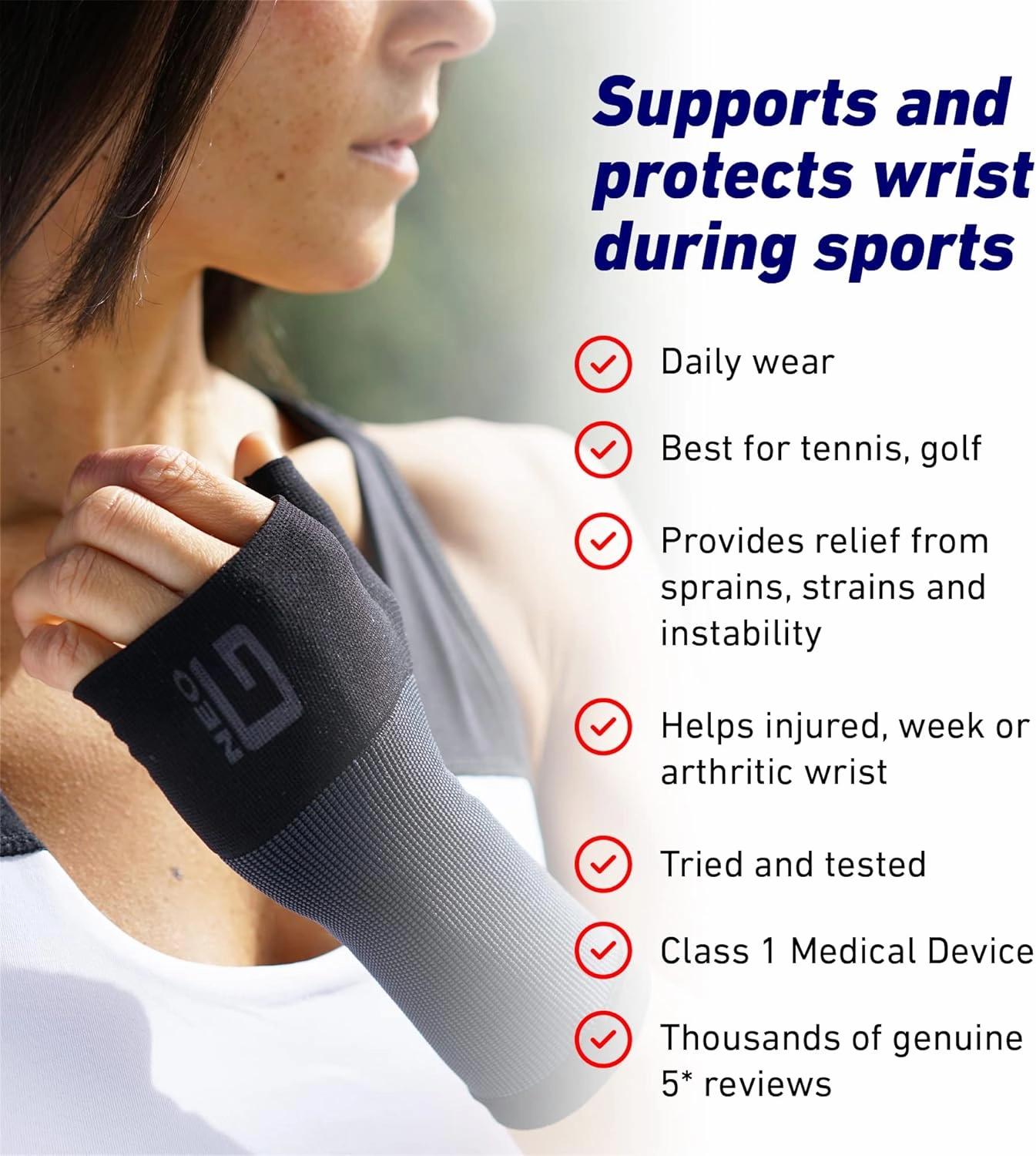 Neo-G Wrist and Thumb Support for Arthritis, Joint Pain, Tendonitis, Sprain - Wrist Brace Wrist Compression Hand Support - S - Black