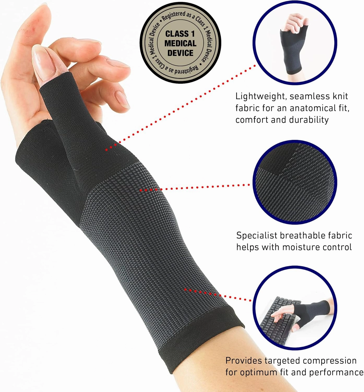 Neo-G Wrist and Thumb Support for Arthritis, Joint Pain, Tendonitis, Sprain - Wrist Brace Wrist Compression Hand Support - S - Black