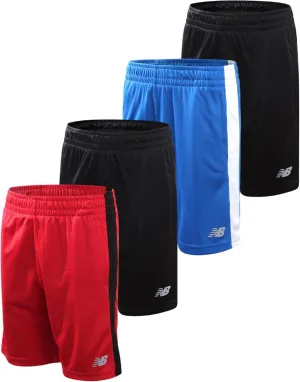 New Balance Boys Athletic Shorts - 4 Pack Moisture-Wicking Performance Mesh Shorts for Boys for Running and Sports (4-20)