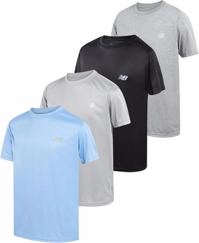 New Balance Boys' Active T-Shirts - 4 Pack Short Sleeve Crew Neck Athletic Performance Dry Fit Shirts for Boys (Sizes: 4-20)