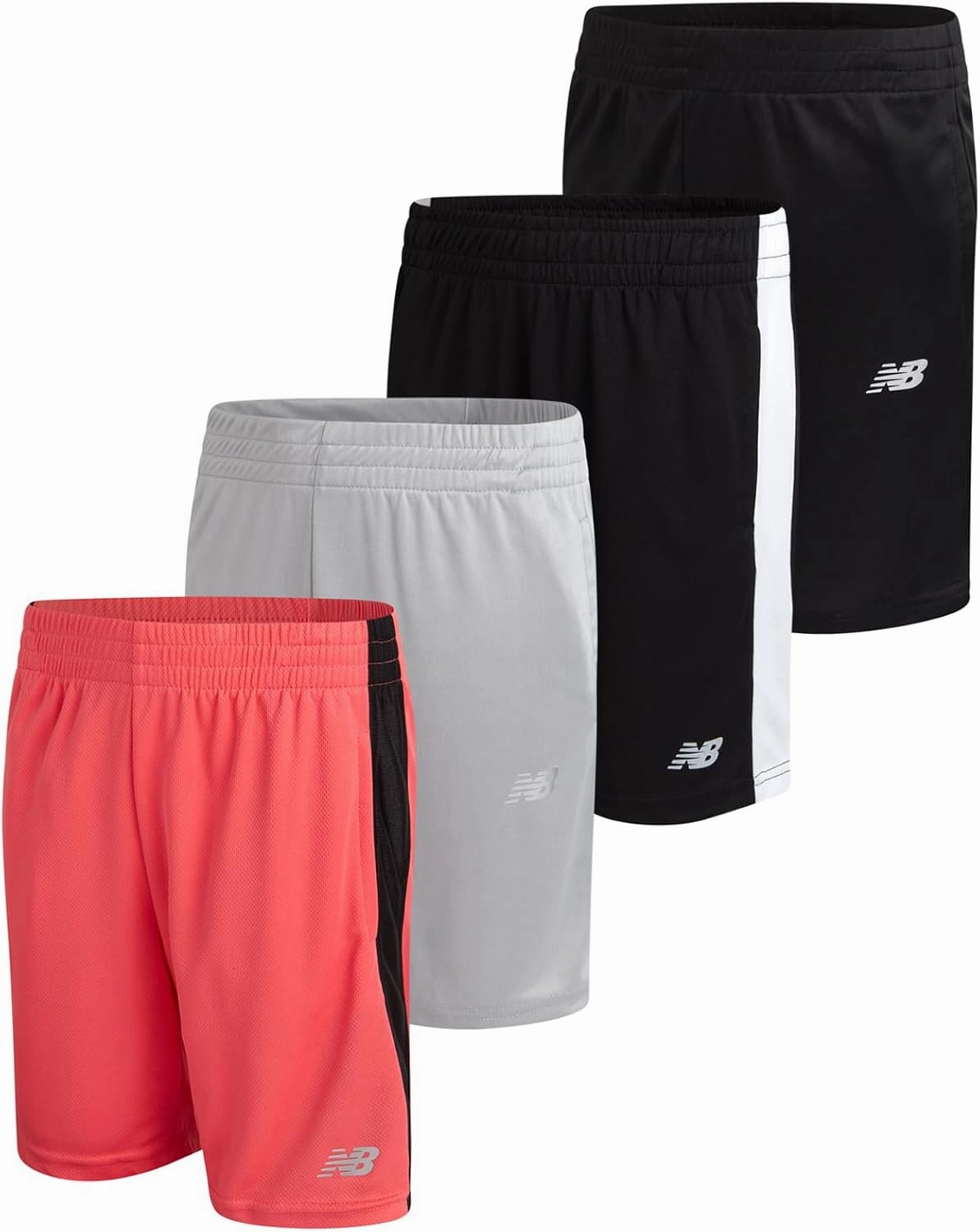 New Balance Boys Athletic Shorts - 4 Pack Moisture-Wicking Performance Mesh Shorts for Boys for Running and Sports (4-20)