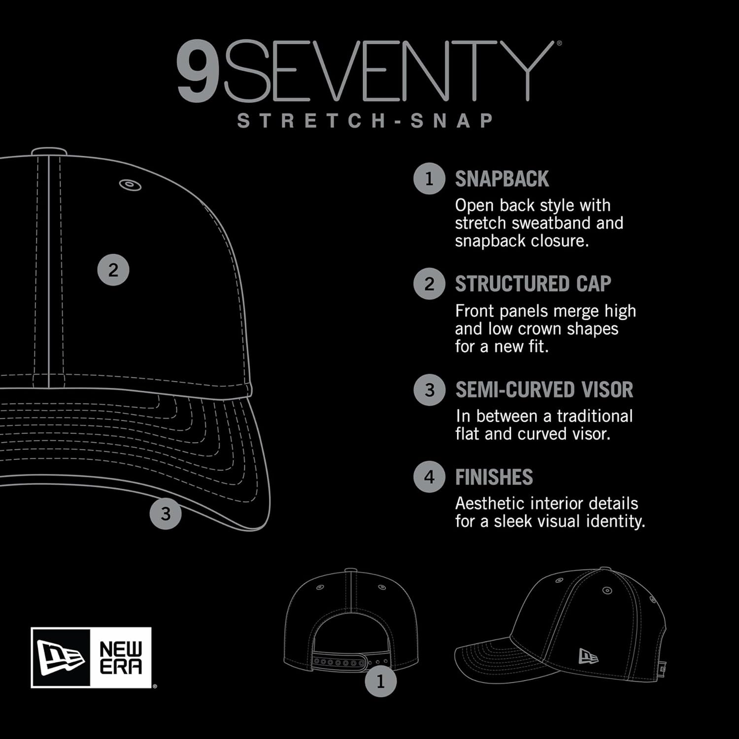 New Era Unisex-Adult NBA Adventure Perform 9SEVENTY Basketball Team Color Stretch Adjustable Snapback Hat One Size Fits All