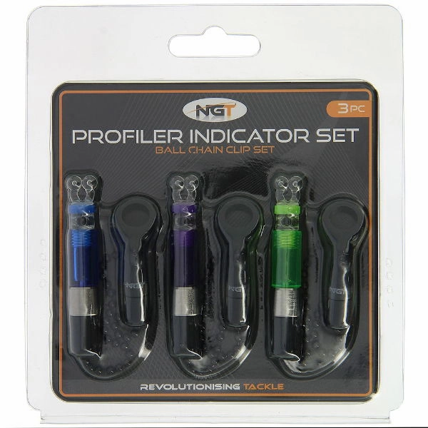 NGT Profiler 3PC Indicator Set Green, Blue and Purple Bite Indicators