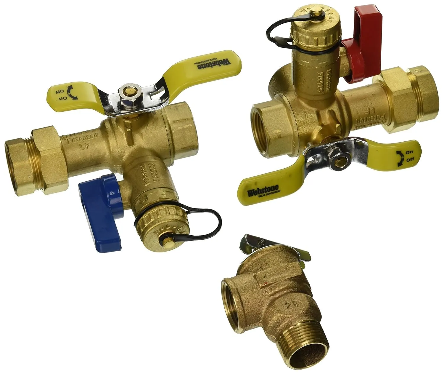 NIBCO IE-X-P E2 Tankless Hot & Cold Water Heater Service Valve Kit, Full Port Forged Brass Ball Valves, Adjustable Packing Glands, with Pressure Relief Valve, 3/4 in. x 3/4 in.