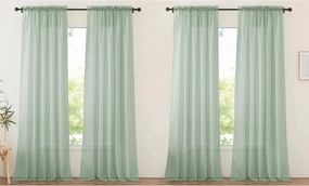 NICETOWN Sheer Curtains for Living Room Extra Long, Rod Pocket Soft Voile Sheer Elegant Window Treatments Airy & Breathable for Bedroom, Sage Green, W60 x L95, Set of 4