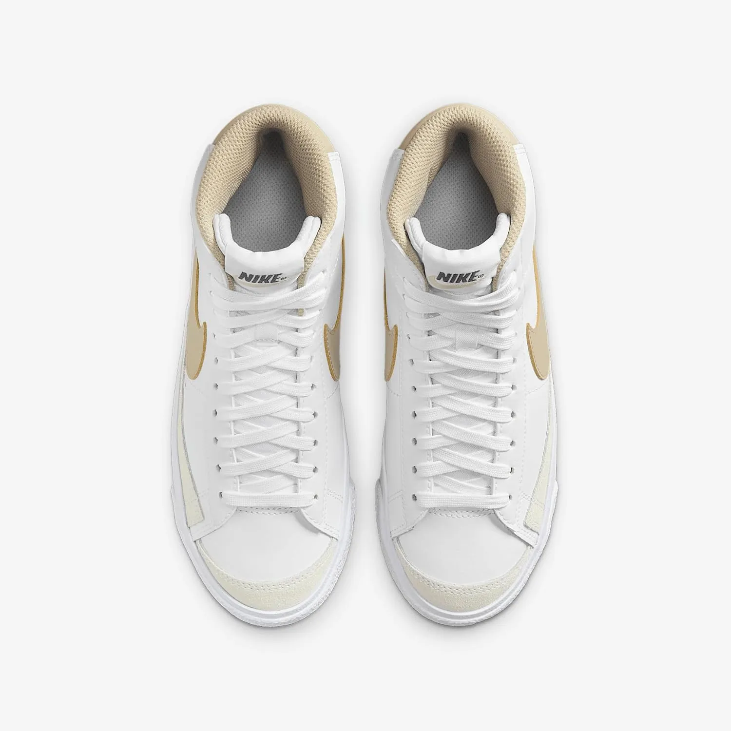 Nike Blazer Mid '77 Big Kids' Shoes (DA4086-127, White/Thunder Blue/Desert Khaki)