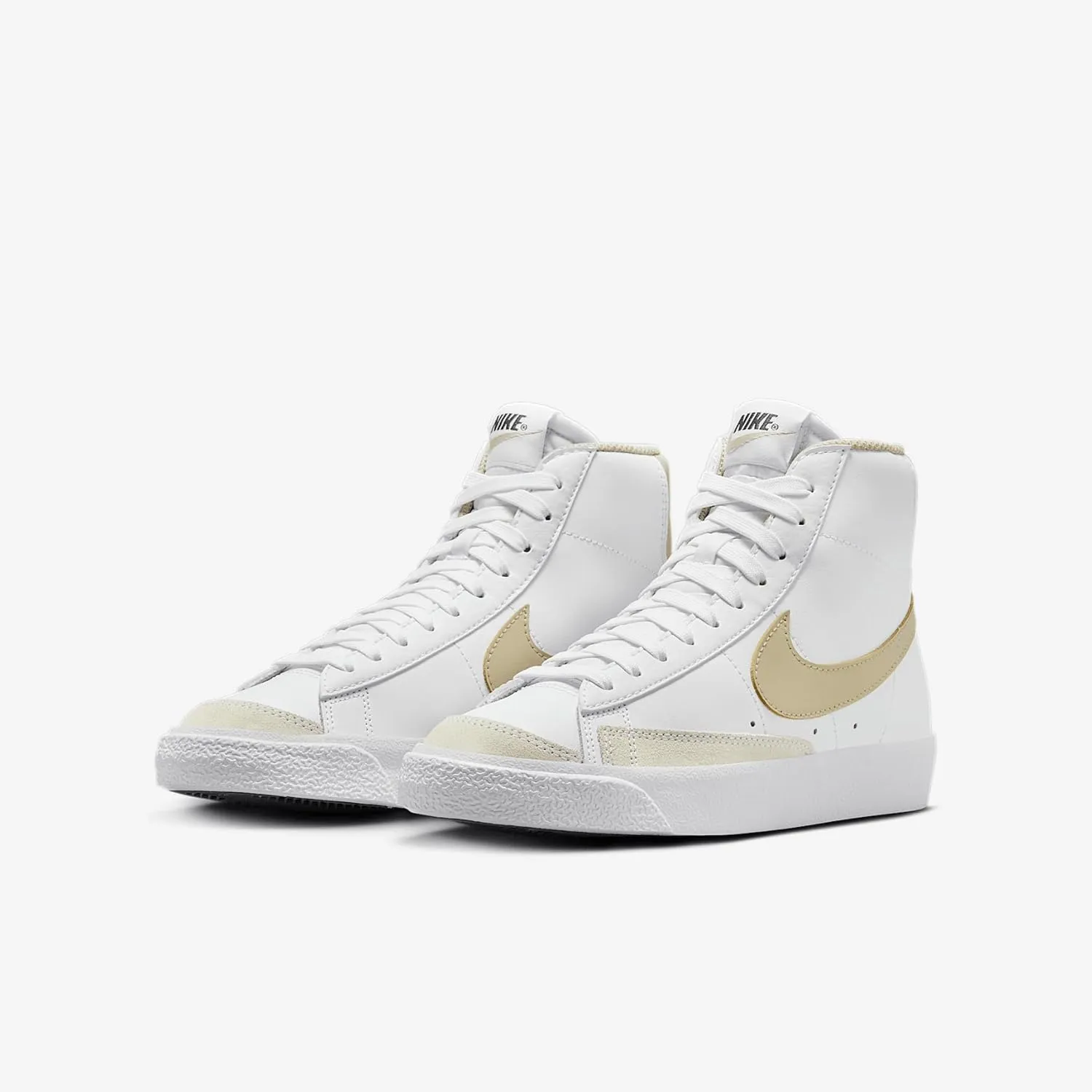 Nike Blazer Mid '77 Big Kids' Shoes (DA4086-127, White/Thunder Blue/Desert Khaki)
