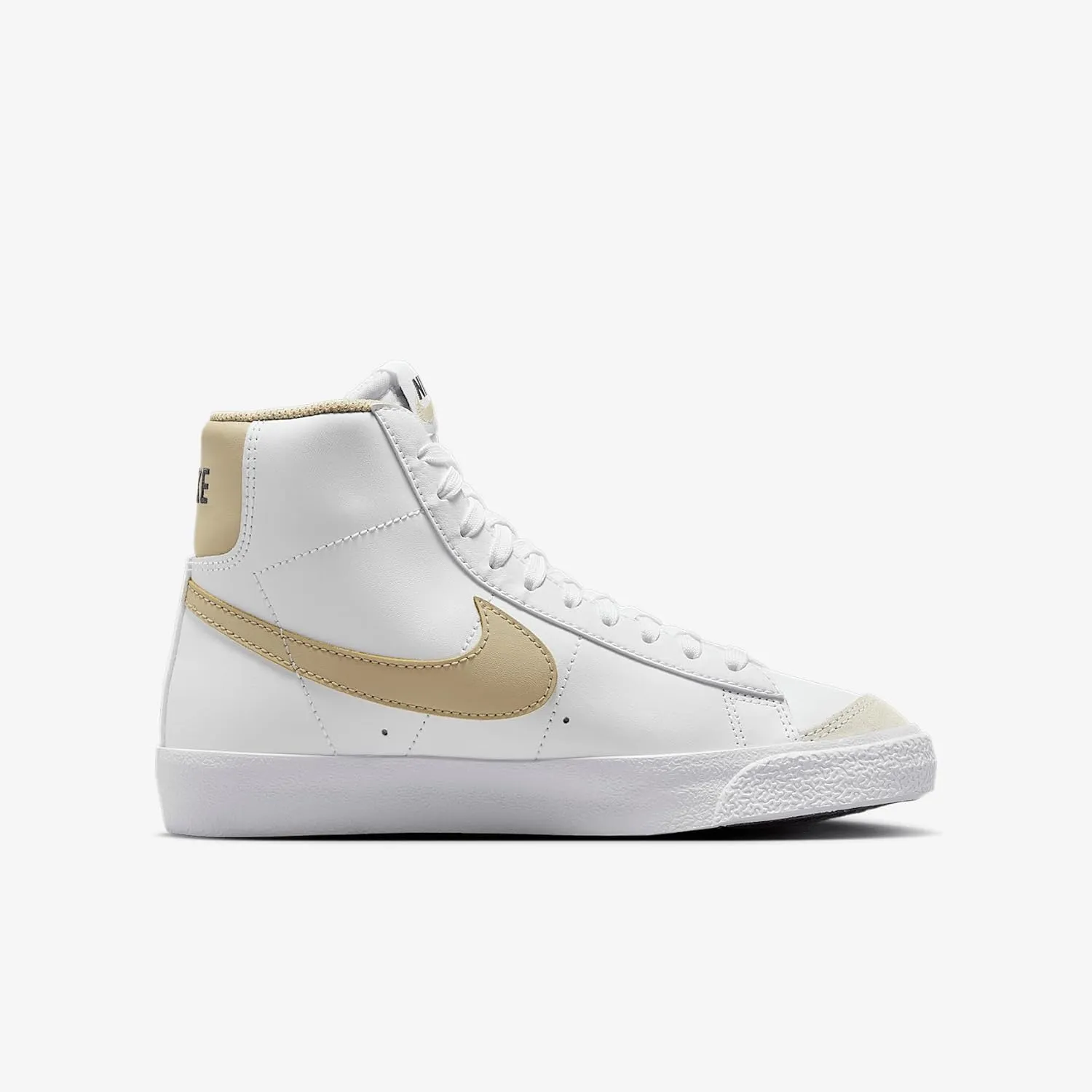Nike Blazer Mid '77 Big Kids' Shoes (DA4086-127, White/Thunder Blue/Desert Khaki)