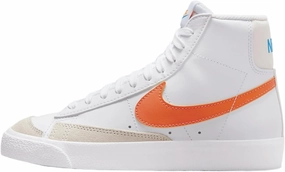 Nike Blazer Mid '77 Big Kids' Shoes (DA4086-116, White/Photo Blue/Phantom/Total Orange) Size 6