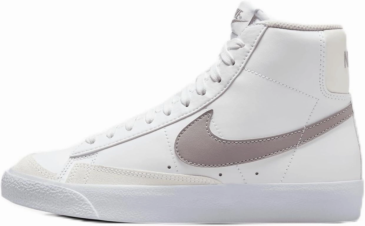 Nike Blazer Mid '77 Big Kids' Shoes (DA4086-121, White/Phantom/Light Violet Ore) Size 5