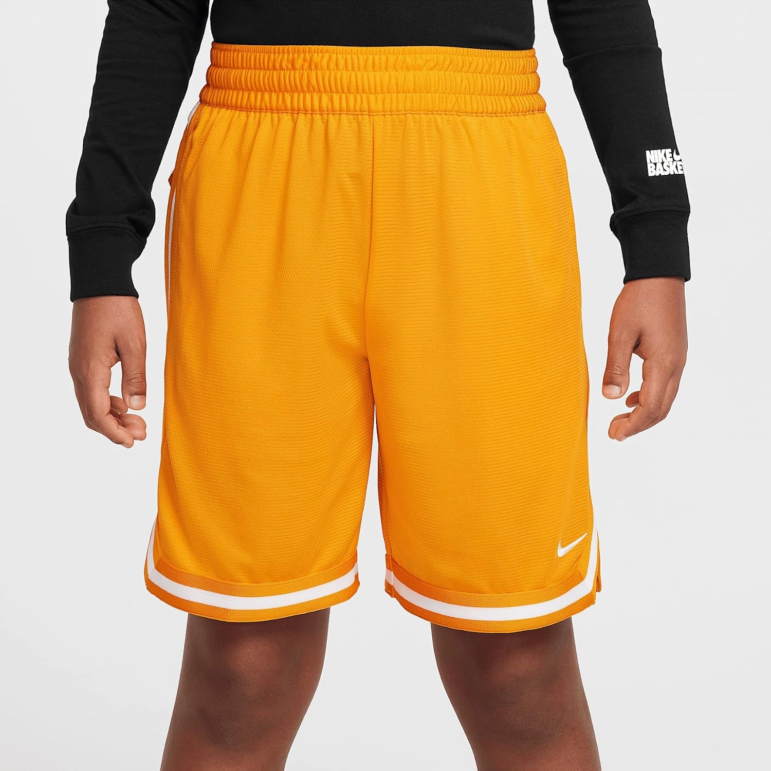 Nike Dri-FIT DNA Big Kids' (Boys') Basketball Shorts (FJ6802-822, Orange Peel/White)