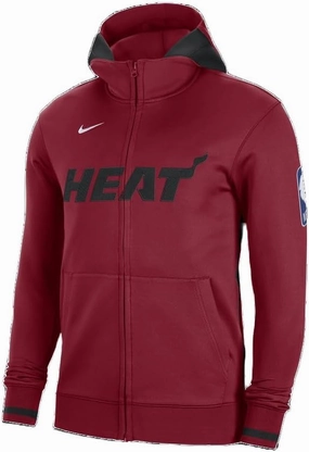 Nike MEN'S MIAMI HEAT ON-COURT SHOWTIME HOODIE, RED, LARGE
