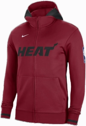 Nike MEN'S MIAMI HEAT ON-COURT SHOWTIME HOODIE, RED, MEDIUM