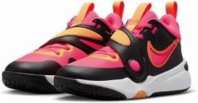 Nike Team Hustle D 11 Big Kids' Basketball Shoes (DV8996-001, Black/Vivid Orange/White/Hot Punch) Size 6.5