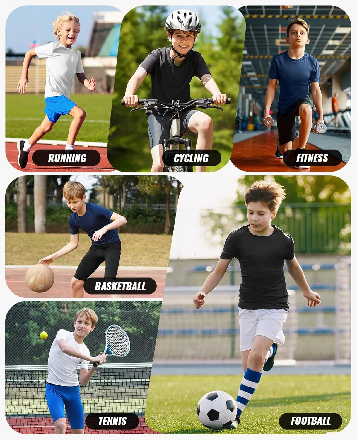 Niksa 1/2/3 Pack Boys Compression Shirt, Youth Athletic Quick Dry Undershirt Kids Sport Base Layer for Baseball Football