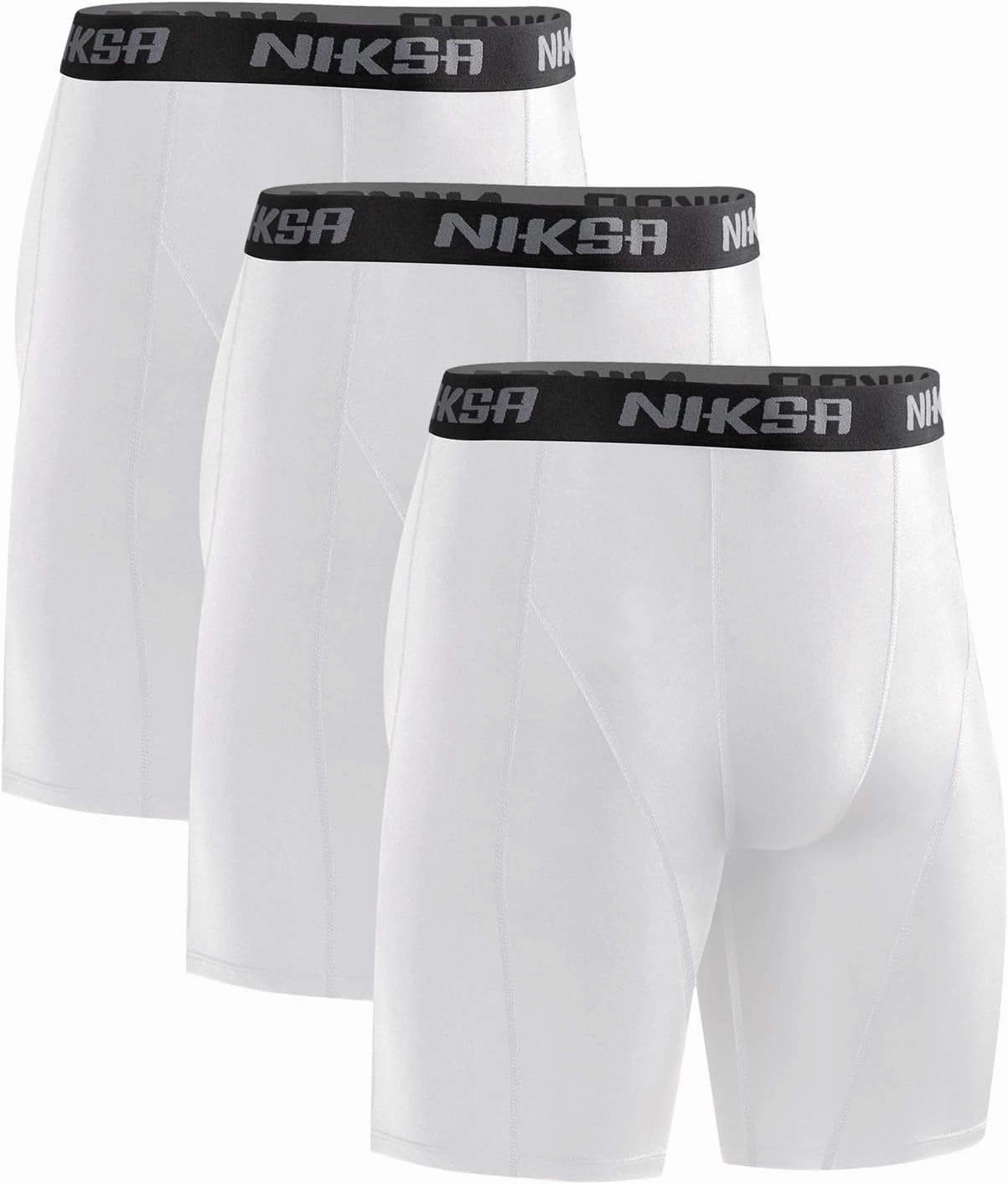 Niksa 3 Pack Compression Shorts Men, Spandex Athletic Workout Running Shorts Performance Sport Baselayer Underwear