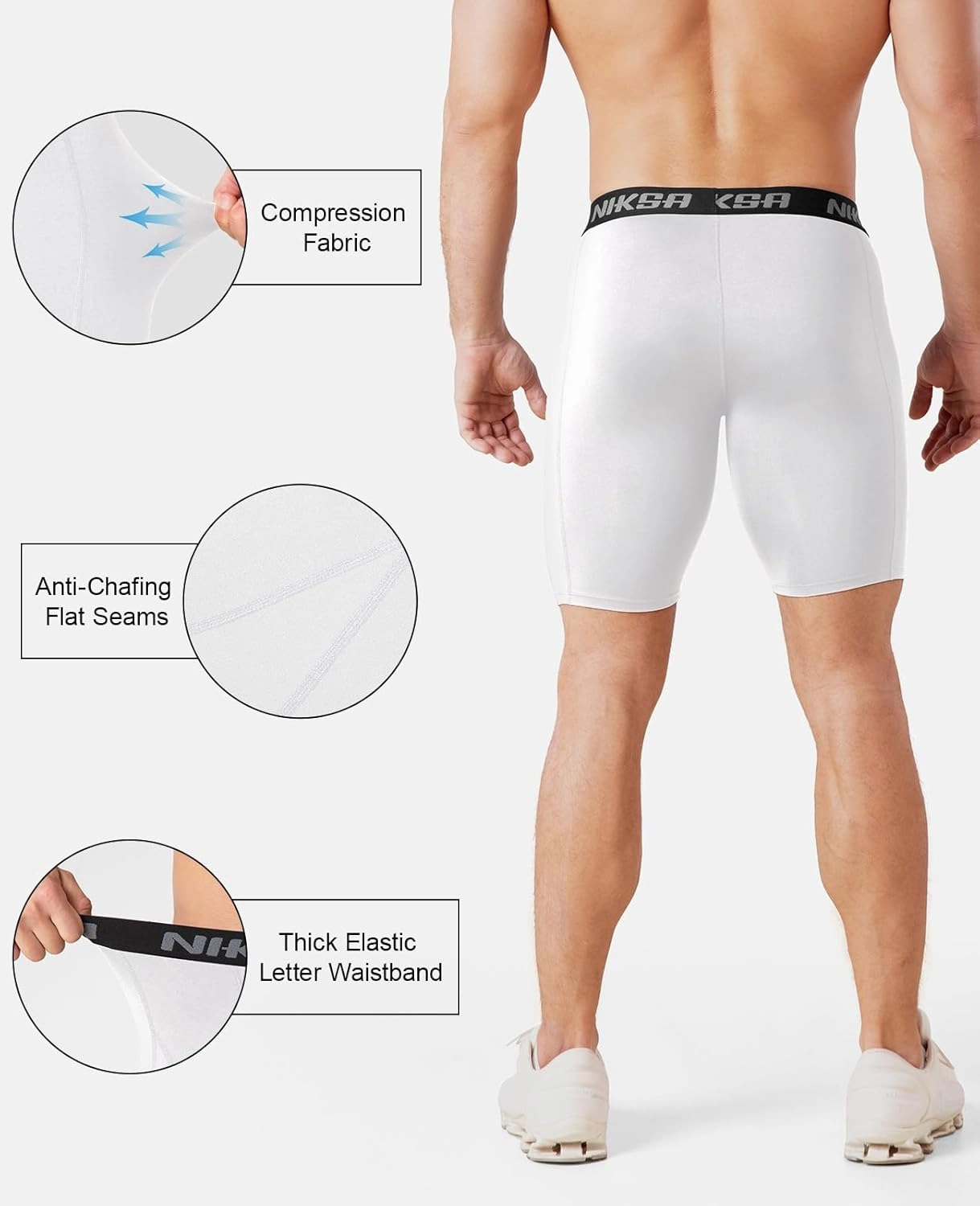 Niksa 3 Pack Compression Shorts Men, Spandex Athletic Workout Running Shorts Performance Sport Baselayer Underwear