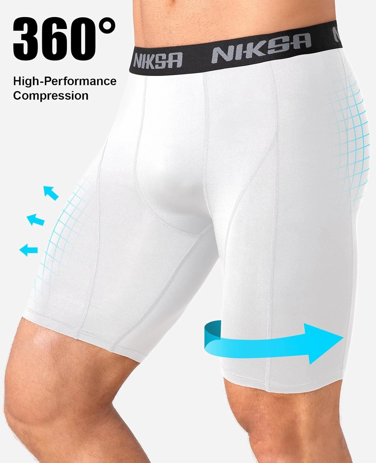 Niksa 3 Pack Compression Shorts Men, Spandex Athletic Workout Running Shorts Performance Sport Baselayer Underwear