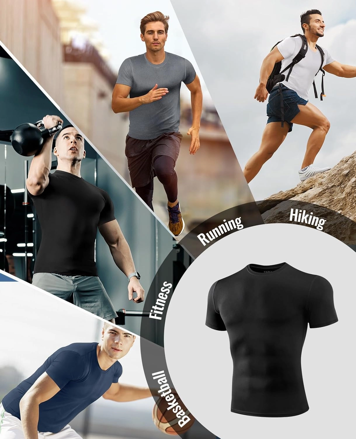 Niksa Men's Compression Shirts 1 or 4 Pack, Workout Gym Shirt Short Sleeve, Moisture Wicking Active Fit Base Layer T-Shirt