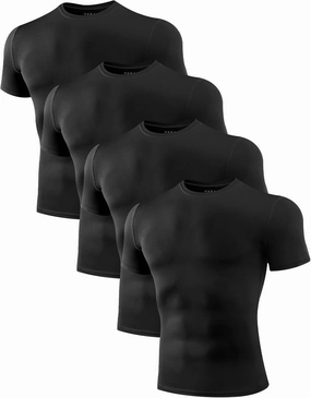 Niksa Men's Compression Shirts 1 or 4 Pack, Workout Gym Shirt Short Sleeve, Moisture Wicking Active Fit Base Layer T-Shirt