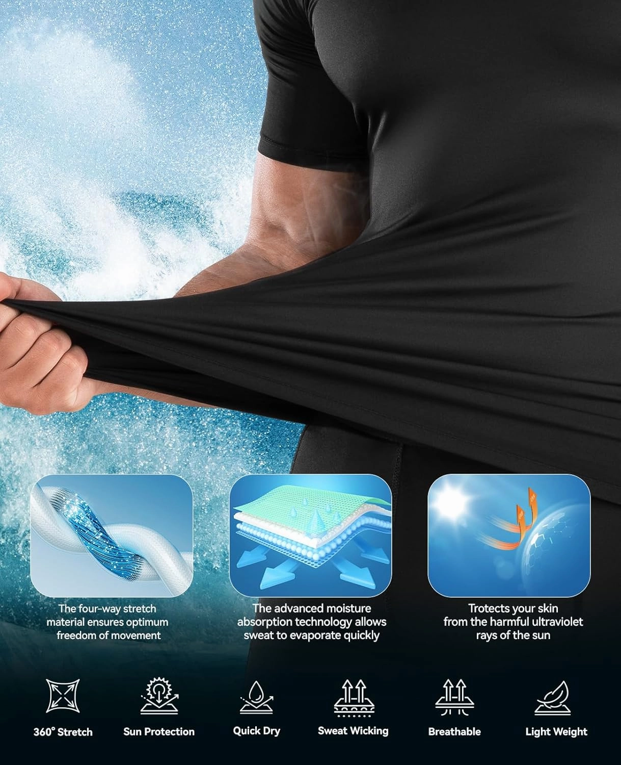 Niksa Men's Compression Shirts 1 or 4 Pack, Workout Gym Shirt Short Sleeve, Moisture Wicking Active Fit Base Layer T-Shirt