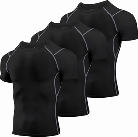 Niksa Men's Compression Shirts 2 Pack, Short Sleeve Athletic Compression Tops Cool Dry Workout T Shirt