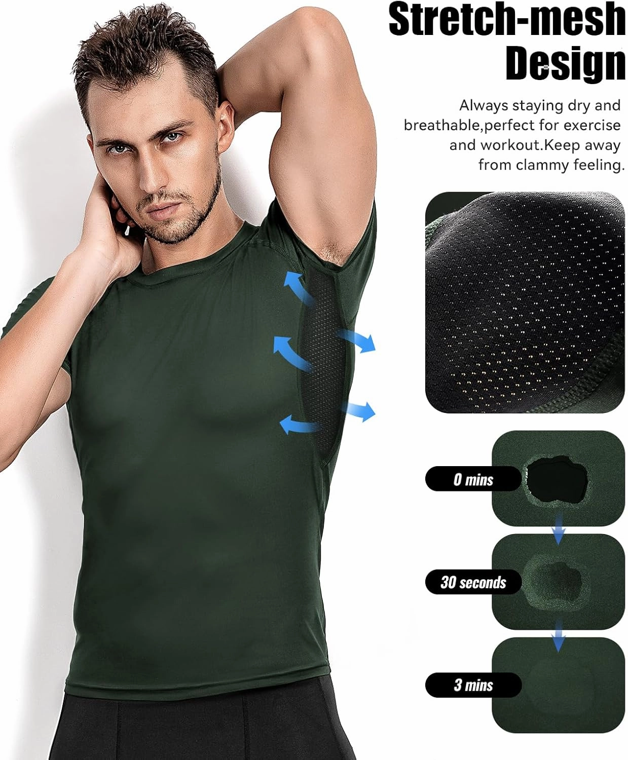 Niksa Men's Compression Shirts 2 Pack, Short Sleeve Athletic Compression Tops Cool Dry Workout T Shirt