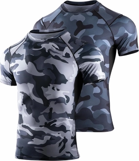 Niksa Men's Compression Shirts 2 Pack, Short Sleeve Athletic Compression Tops Cool Dry Workout T Shirt