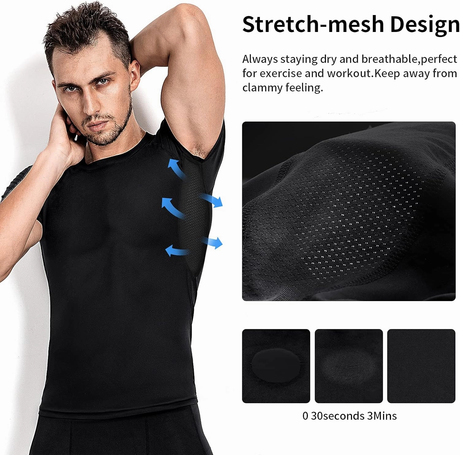 Niksa Men's Compression Shirts 3/5 Pack,Short Sleeve Athletic Compression Tops Cool Dry Workout T Shirt