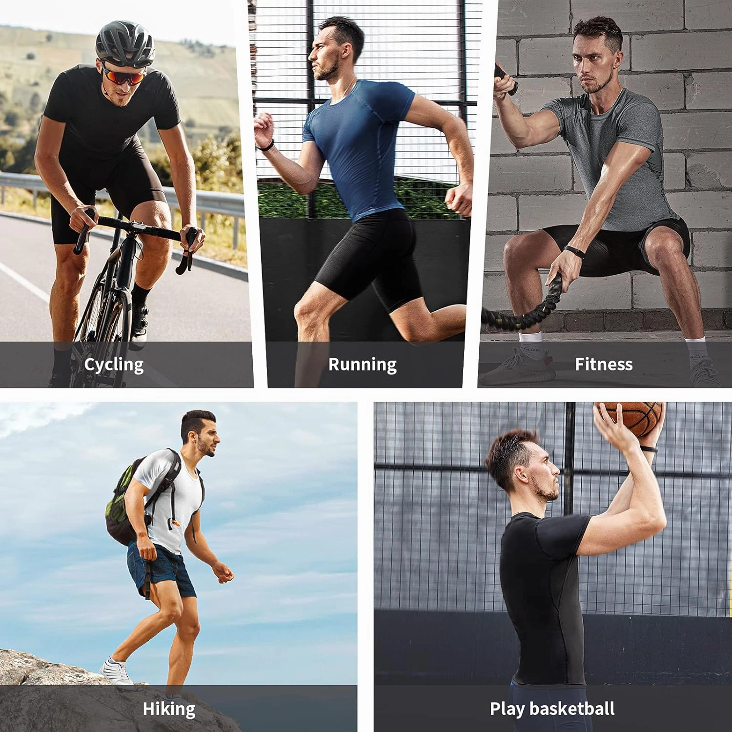 Niksa Men's Compression Shirts 3/5 Pack,Short Sleeve Athletic Compression Tops Cool Dry Workout T Shirt