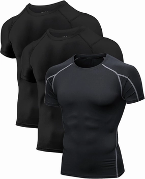 Niksa Men's Compression Shirts 3/5 Pack,Short Sleeve Athletic Compression Tops Cool Dry Workout T Shirt